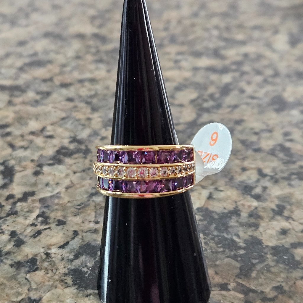 Bomb Party Rg70239 "Picture Of Us" Amethyst Cubic Zirconia February Sz 6